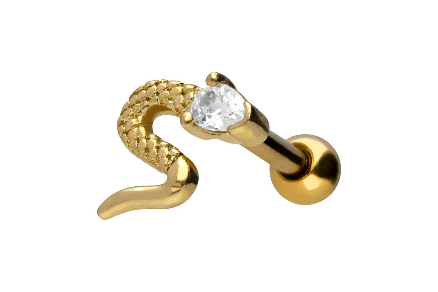 Chirurgenstahl Ohrpiercing SCHLANGE + KRISTALL